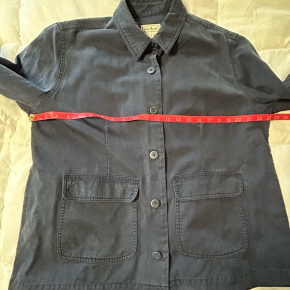 LL Bean Petite Tencel Navy Field Jacket Vintage - Picture 4 of 6